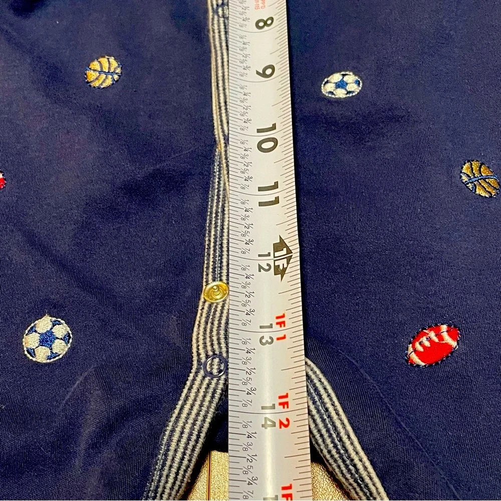 Little Me 6 M Baby Boy Navy Blue Sports- Themed Onesie Footed Cotton Sleeper